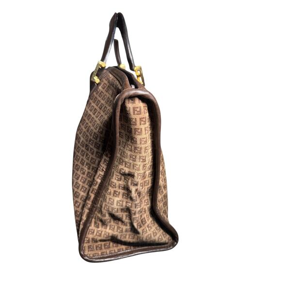 AUTH Fendi Suede Satchel FF Monogram Tote Bag w/COA Italy VTG RARE Y2K Luxury - Picture 4 of 12